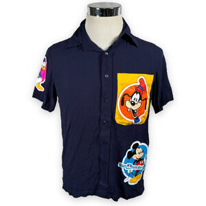 Disney 50th Anniversary Vault Collection Shirt Mens Small Blue Button Up NWT New